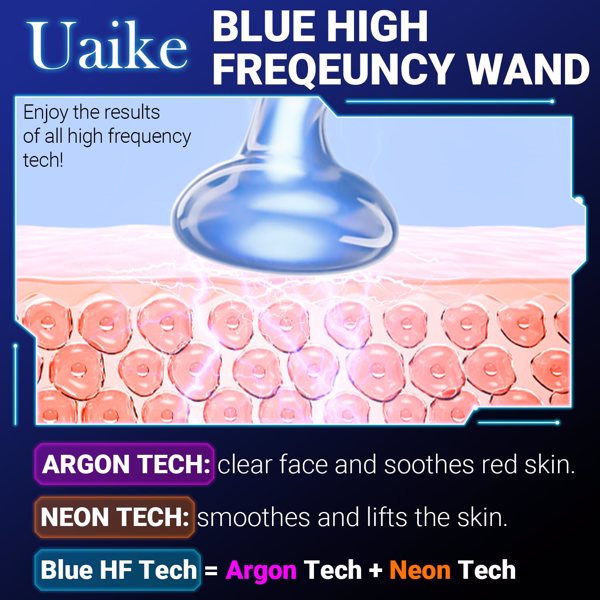 High Frequency Wand “C Blue Portable Skin Therapy Machine for Anti-Aging - Skin Tightening - Wrinkle Reducing - Dark Circles - 4 in 1
