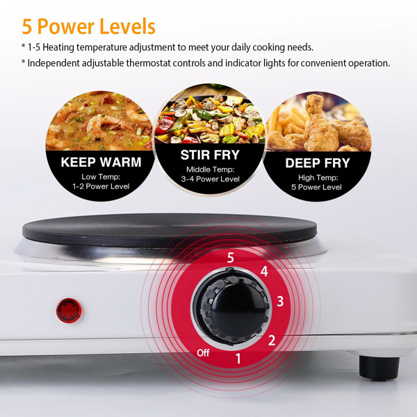 Cooking electric heating plate, 2-burner electric stove, 2000 watt portable electric stove, glass stove, easy to clean, suitable for RV/home/camping 110V