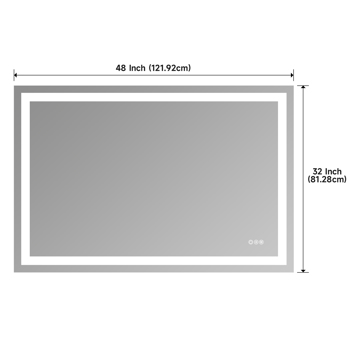 48x32\\" Frameless Eco-Friendly Silver Mirror Dual LED Light Strips Front and Back Lighting[Unable to ship on weekends,usps/fedex]