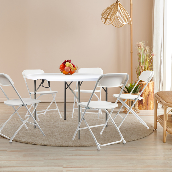 48inch Round Folding Table Outdoor Folding Utility Table White