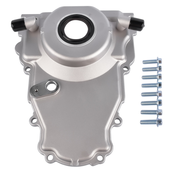 Timing Chain Cover w/ Dual-10AN Turbo Oil Drain Bungs for Gen IV GM LS Series Engines 6.0L 5.3L 4.8L 6.2L V8