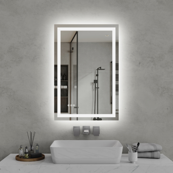 24\\"x36\\" LED Bathroom Mirror, Front-Lit and Back-Lit,3 Color Tem Adjustable, Brightness Memory, Anti-fog LED Vanity Mirror[Unable to ship on weekends]