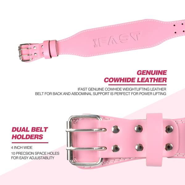 L码举重腰带、带4英寸衬垫腰部支撑带的皮革举重带，适用于举重举重、交叉训练、深蹲练习-2