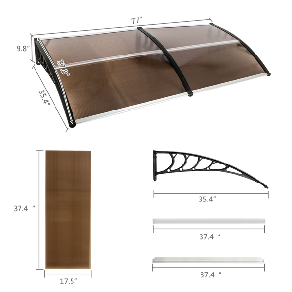 HT-200 x 100 Household Application Door & Window Rain Cover Eaves Brown Board & Black Holder