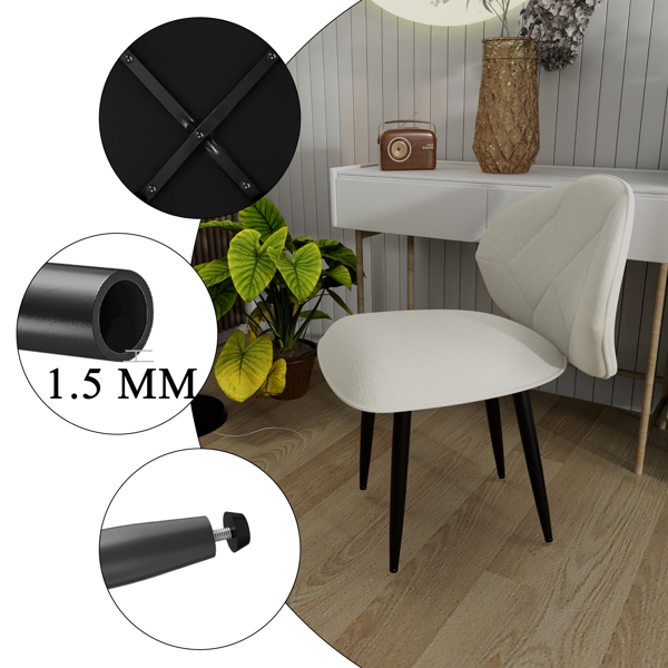 软垫餐椅 8件套，现代餐椅 餐厅 舒适加宽靠背 带金属脚的厨房椅-6