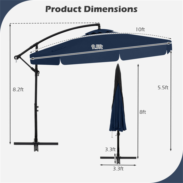 10英尺露台悬臂伞-海军蓝（amazon shipping-发货，WALMART禁止销售）周末不发货-3