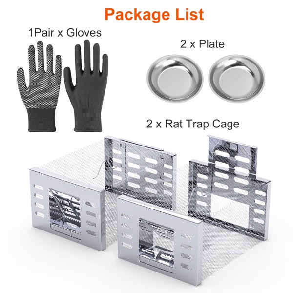 2Pcs Humane Rat Trap Catch and Release Live Mouse Cage Traps with Automatic Continuous Cycle Trapping for Chipmunk Rodent Mouse Small Animals