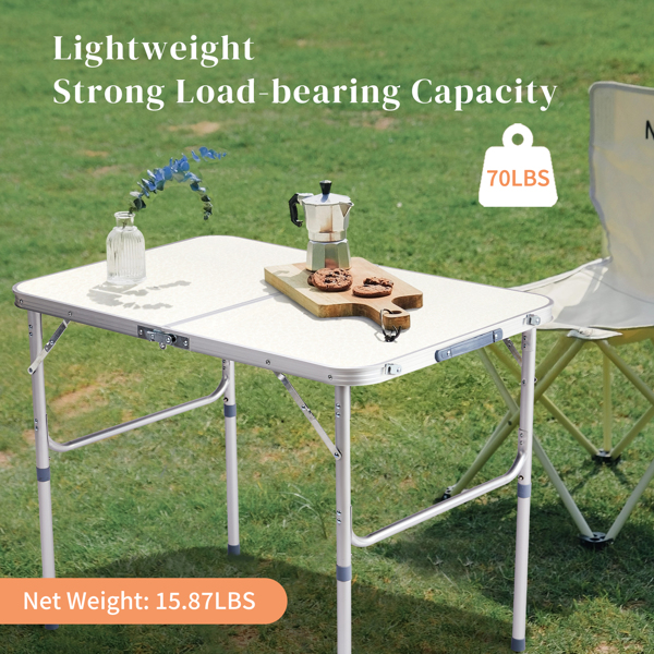 90 x 60 x 70cm Home Use Aluminum Alloy Folding Table White