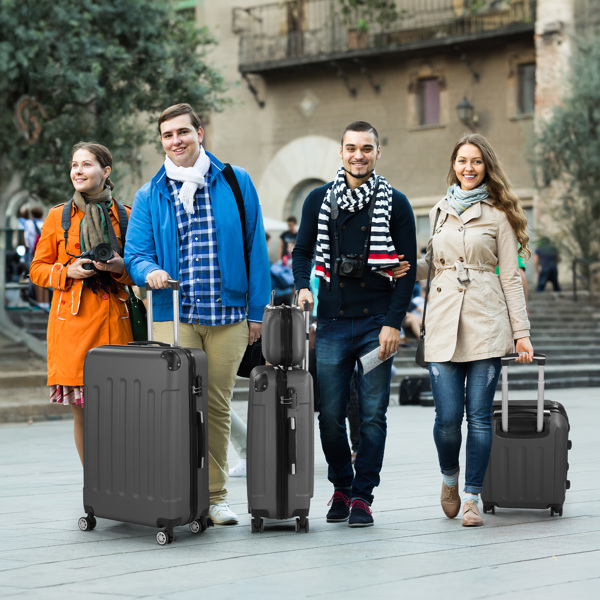 4-Piece Suitcase Set, Travel Suitcase Set, Hard Shell Trolley Made of ABS with Telescopic Handle, Hand Luggage, Gray