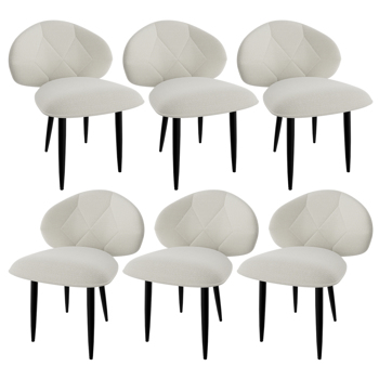 Gepolsterte Esszimmerstühle 6er Set, Moderne Stühle Esszimmer Bequeme Verbreiterte Rückenlehne Küchenstühle mit Metallfüßen