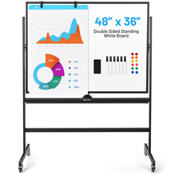 48\\'\\'x36\\'\\' Mobile <b style=\\'color:red\\'>Whiteboard</b> with Height Adjust，Magnetic Double-Sided Reversible <b style=\\'color:red\\'>Whiteboard</b>