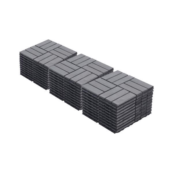 30 块棋盘格图案互锁甲板瓷砖，12 英寸 x 12 英寸方形浅灰色相思木硬木户外地板，适用于露台、阳台、泳池边-6