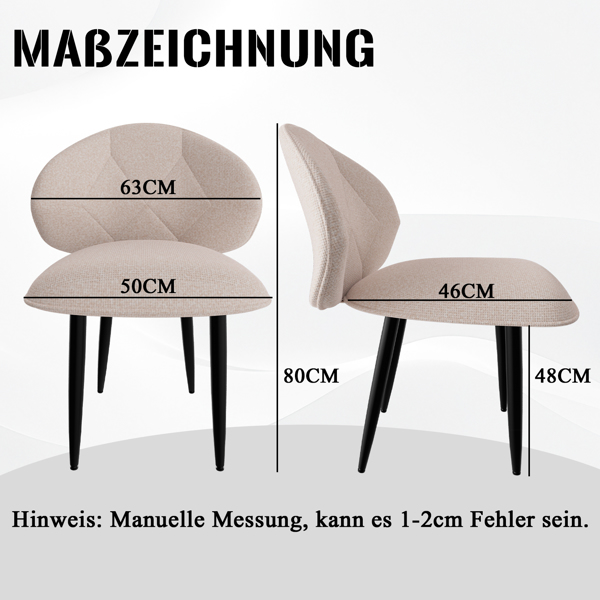 软垫餐椅 8件套，现代餐椅 餐厅 舒适加宽靠背 带金属脚的厨房椅-2