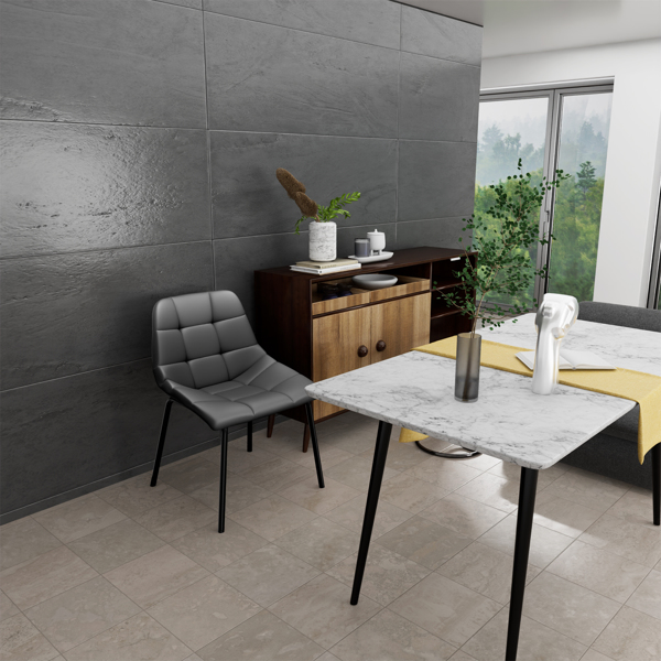 餐椅（一套 2 把），带高靠背的仿皮餐椅，带金属脚的现代厨房椅，适合客厅厨房的软垫餐桌椅-7