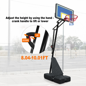 <b style=\\'color:red\\'>Portable</b> Basketball Hoop for Youth Adults & Professional Match,Adjustable Height 8.04 ft to 10.01