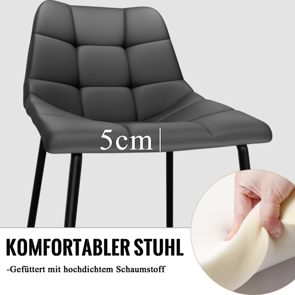 Esszimmerstühle 2er Set, Stühle Esszimmer Kunstleder mit Hoher Rückenlehne, Küchenstühle Modern mit Metallfüßen, Gepolsterter Esstisch Stühle Geeignet für Wohnzimmer Küche