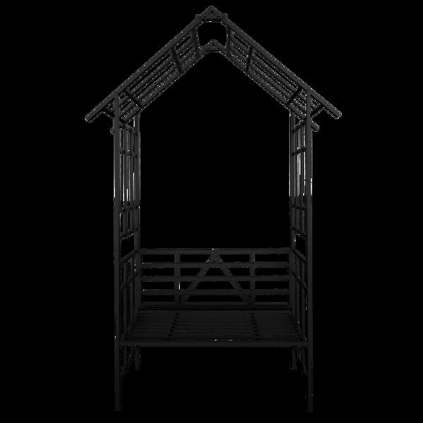 金属花园拱门带长凳可改装成花架 W58.07*H97.24 攀缘植物支撑玫瑰拱门户外黑色-5