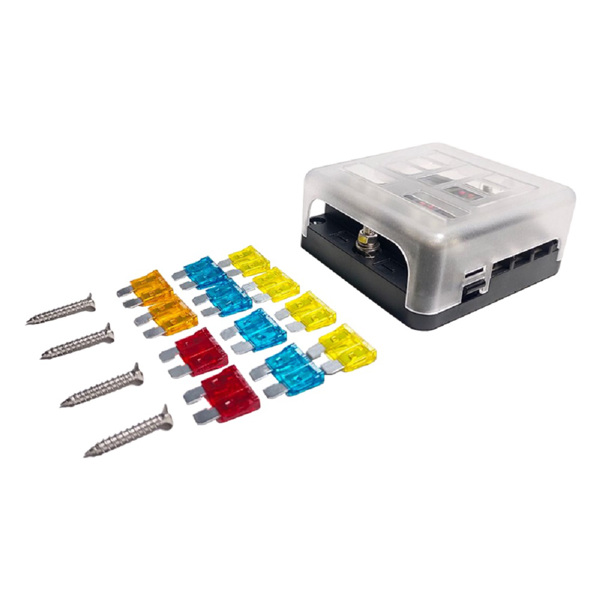 6 Way Blade Fuse Box Block FuseBox Holder Auto Marine Bus Bar Car Kit 12V 32V