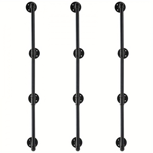 【Excluding storage board】4-Tier Industrial Pipe Shelf, 3PCS Set, 11.8in Width, Wall-Mount Storage Solution for Home or Office, Planks Not Included