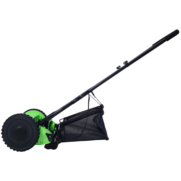 14-Inch 5-Blade Push Reel Lawn Mower with Grass Catcher, GREEN COLOR 