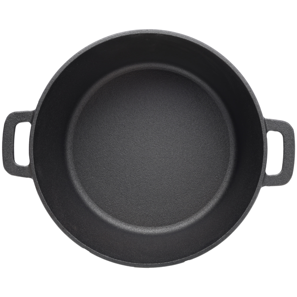 2 in 1 Pre-Seasoned Cast Iron Dutch Oven With Dual Handles, Outdoor Camping Deep Pot for Camping Fireplace Cooking BBQ Baking Campfire, 5 Quart.With 2pcs Silicone Handel Covers.