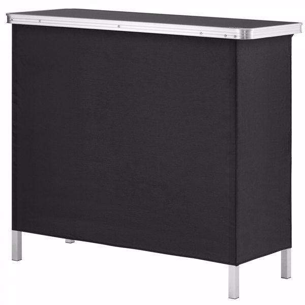 Folding Portable Bar Table with Carrying Case, Storage Shelf, and Black Skirt, 38.39