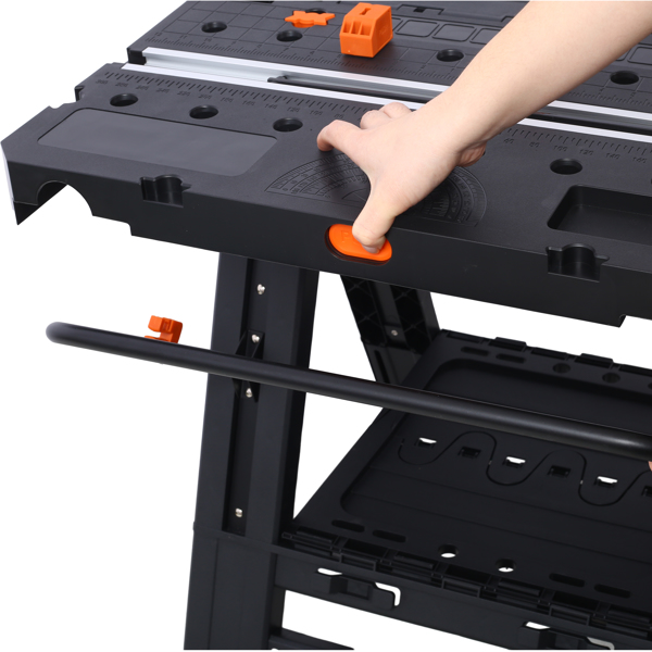 Portable Folding Work Table, 2-in-1 as Sawhorse & Workbench, Large Load Capacity with 2pcs Clamps 