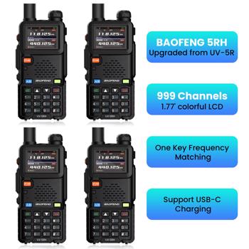 BAOFENG UV-5RH 10w GMRS Ham Radio with Long Range Walkie Talkies, Multifunctional Use, USB-C Charging, 999 Channels, Colorful LCD Display, Audio Produces