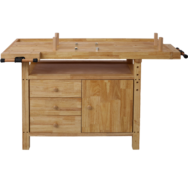 Wood Workbench - Wooden Workbench for Garage Workshop and Home, with Rapid Action Woodworking Vise 7 Inch Jaw Width Made with Heavy-Duty Cast Iron ,GRAY 