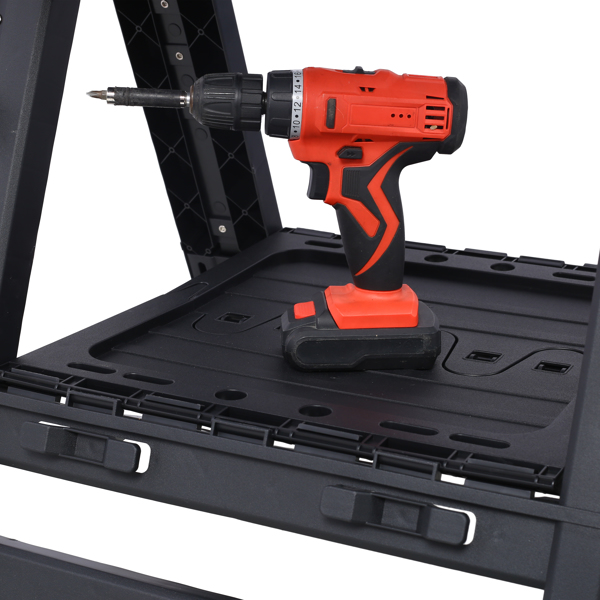 Portable Folding Work Table, 2-in-1 as Sawhorse & Workbench, Large Load Capacity with 2pcs Clamps 