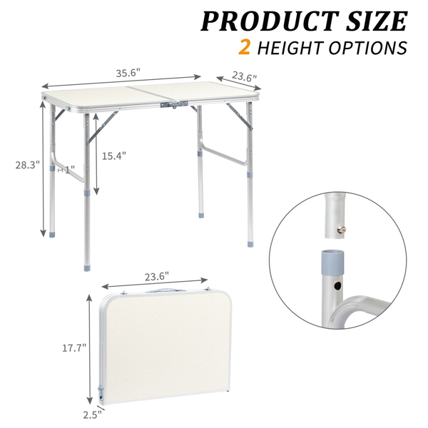 90 x 60 x 70cm Home Use Aluminum Alloy Folding Table White
