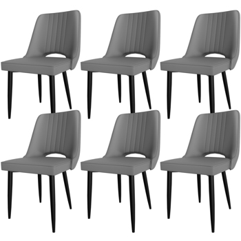 Esszimmerstühle 6er Set, Stühle Esszimmer Kunstleder mit Hoher Rückenlehne, Küchenstühle Modern mit Metallfüßen, Gepolsterter Esstisch Stühle Geeignet für Wohnzimmer Küche