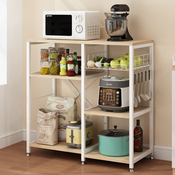 3-Tier Kitchen Baker\\'s <b style=\\'color:red\\'>Rack</b> Utility Microwave Oven Stand Storage Cart Workstation Shelf White Oak