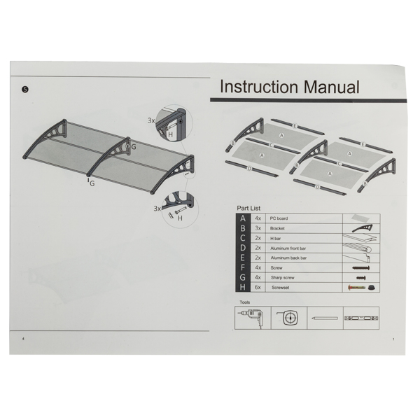 HT-200 x 100 Household Application Door & Window Rain Cover Eaves Black Holder