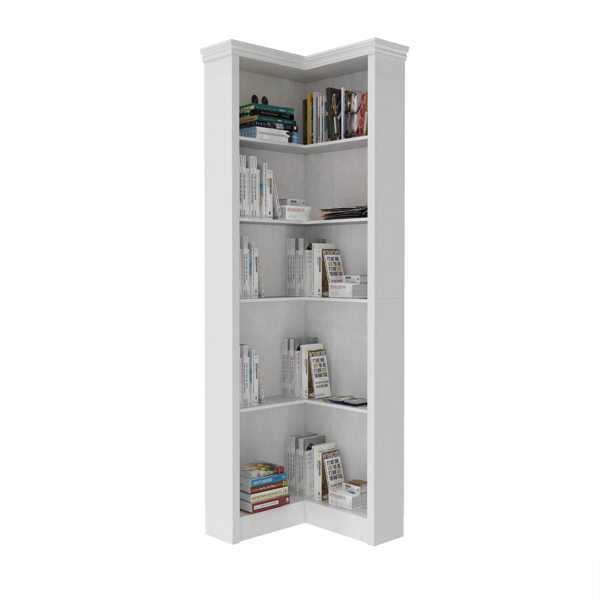 Corner bookshelf, 5 tier open bookshelf, good texture, sturdy and durable, high environmental protection, storage, display, reading one-stop meet, bedroom, living room, study, the essential bookshelf.