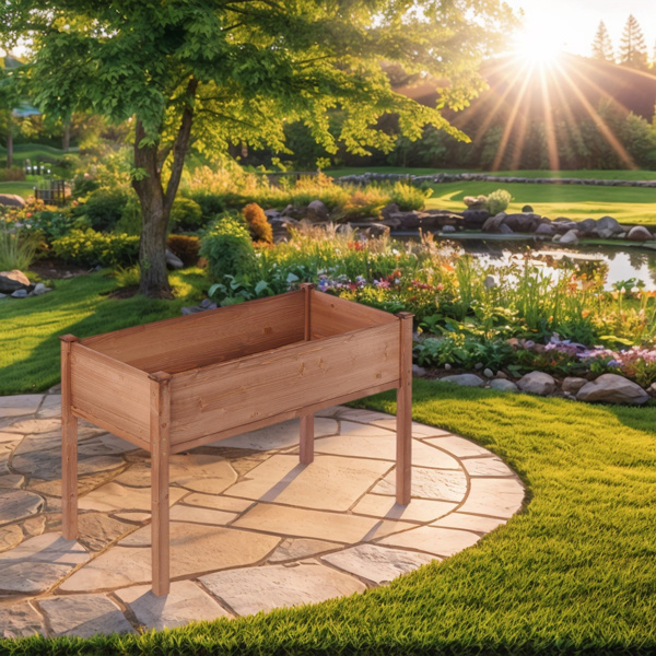 48x24x30英寸带腿高架花坛，高架木制花箱，适合户外植物花卉水果蔬菜香草种植-17