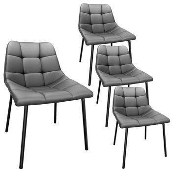 Esszimmerstühle 4er Set, Stühle Esszimmer Kunstleder mit Hoher Rückenlehne, Küchenstühle Modern mit Metallfüßen, Gepolsterter Esstisch Stühle Geeignet für Wohnzimmer Küche