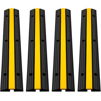 4 Pack of 1-Channel Rubber Cable Protector Ramps Heavy Duty 22046Lbs Load Capacity Cable Wire Cord Cover Ramp Speed Bump Driveway Hose Cable Ramp Protective Cover
