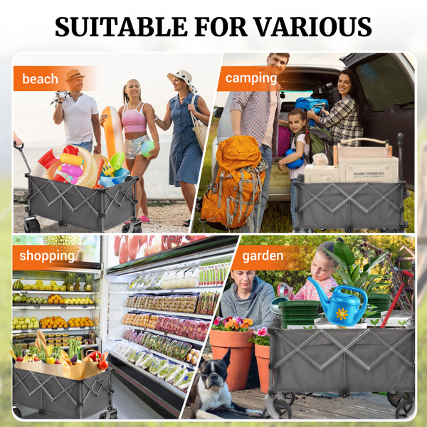 便携式 400L 折叠式货车，折叠式货车推车，大轮沙滩车，450LB 重型折叠式货车，大容量货车，适用于露营、运动、花园、棒球-10