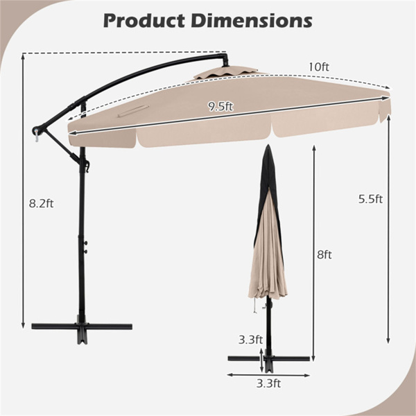 10英尺露台悬臂伞-米色（amazon shipping-发货，WALMART禁止销售）周末不发货-2