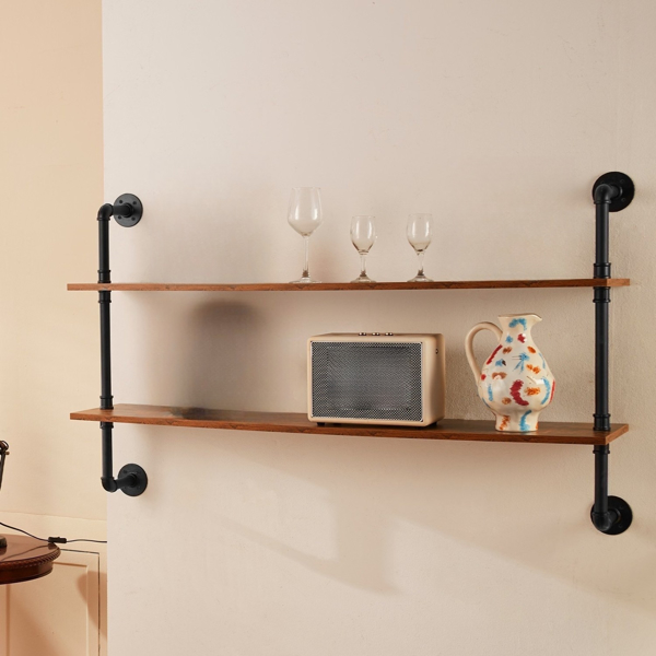 双层工业管架，48x9.84英寸，适用于厨房和卧室组织的壁挂式存储解决方案（周末不发货，禁售亚马逊）-8