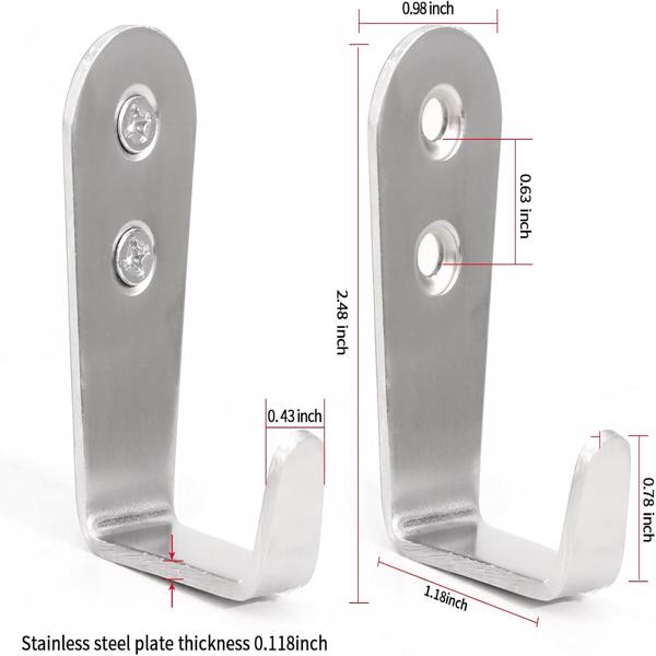 5件套大号L型不锈钢挂钩玄关门板衣橱书包（白色）-7