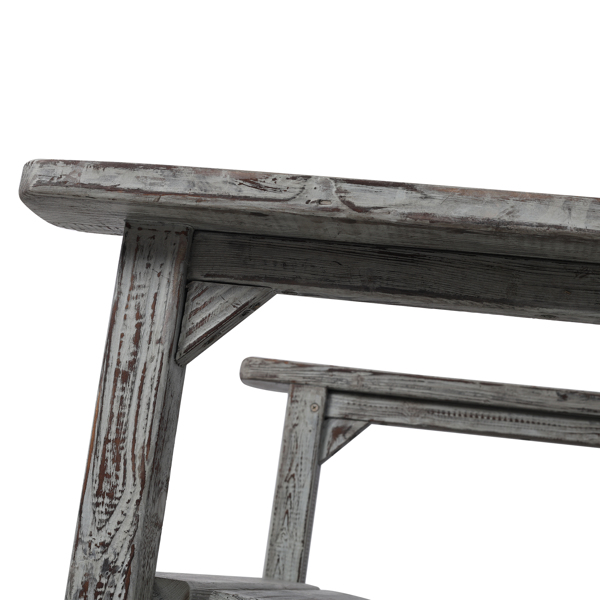 木制超大门廊摇椅，宽座椅，高靠背，高背平滑摇椅，适合室内外使用，浅灰色-6