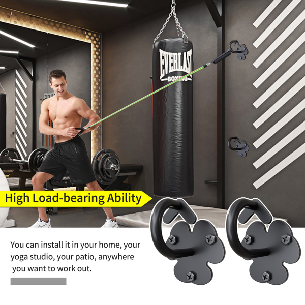 Wall-mounted training anchor with handles for 3-level resistance bands