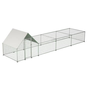 26\\'Lx6.7\\'Wx6.6\\' ft Large Metal Chicken Coop, Walk-in Chicken Run, Galvanized Wire Poultry Chicken Hen Pen Cage, Rabbits Duck Cages with Waterproof and Anti-Ultraviolet Cover for Outside 