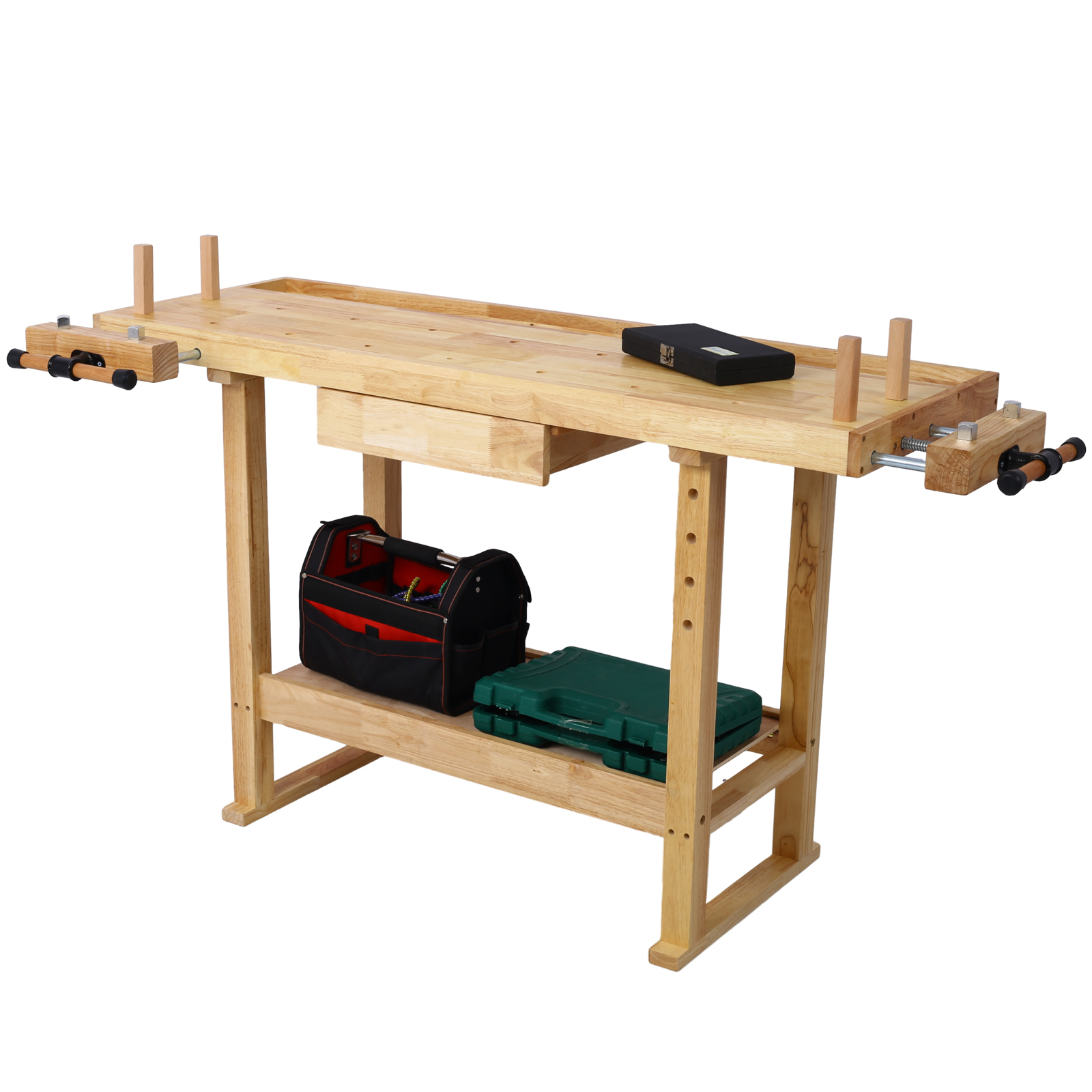 55-Inch Wood Workbench – Wooden Workbench for Garage Workshop and Home view 3