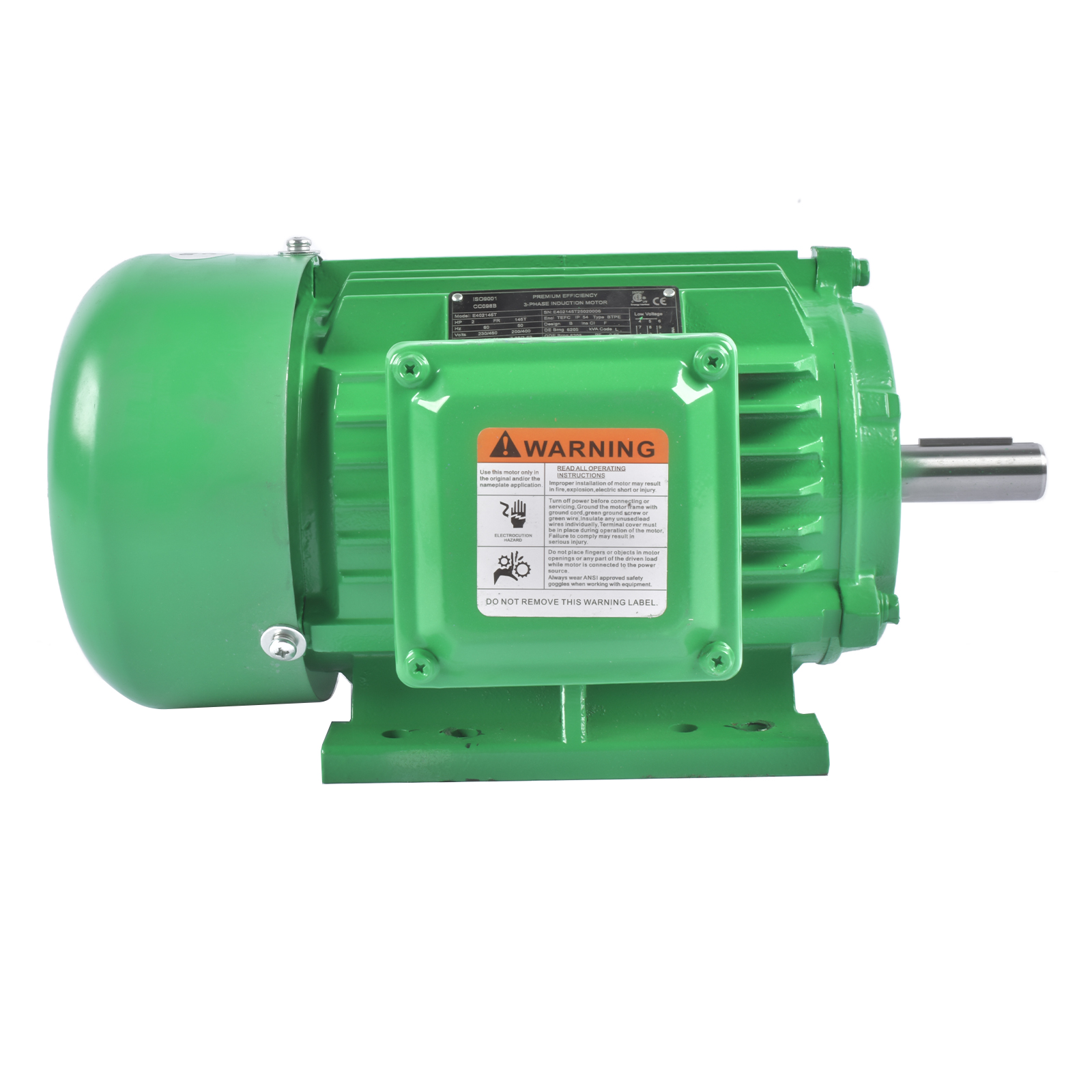 2HP 3 Phase Electric Motor 1800 RPM 145T Frame TEFC 230/460 Volt High Efficiency view 2