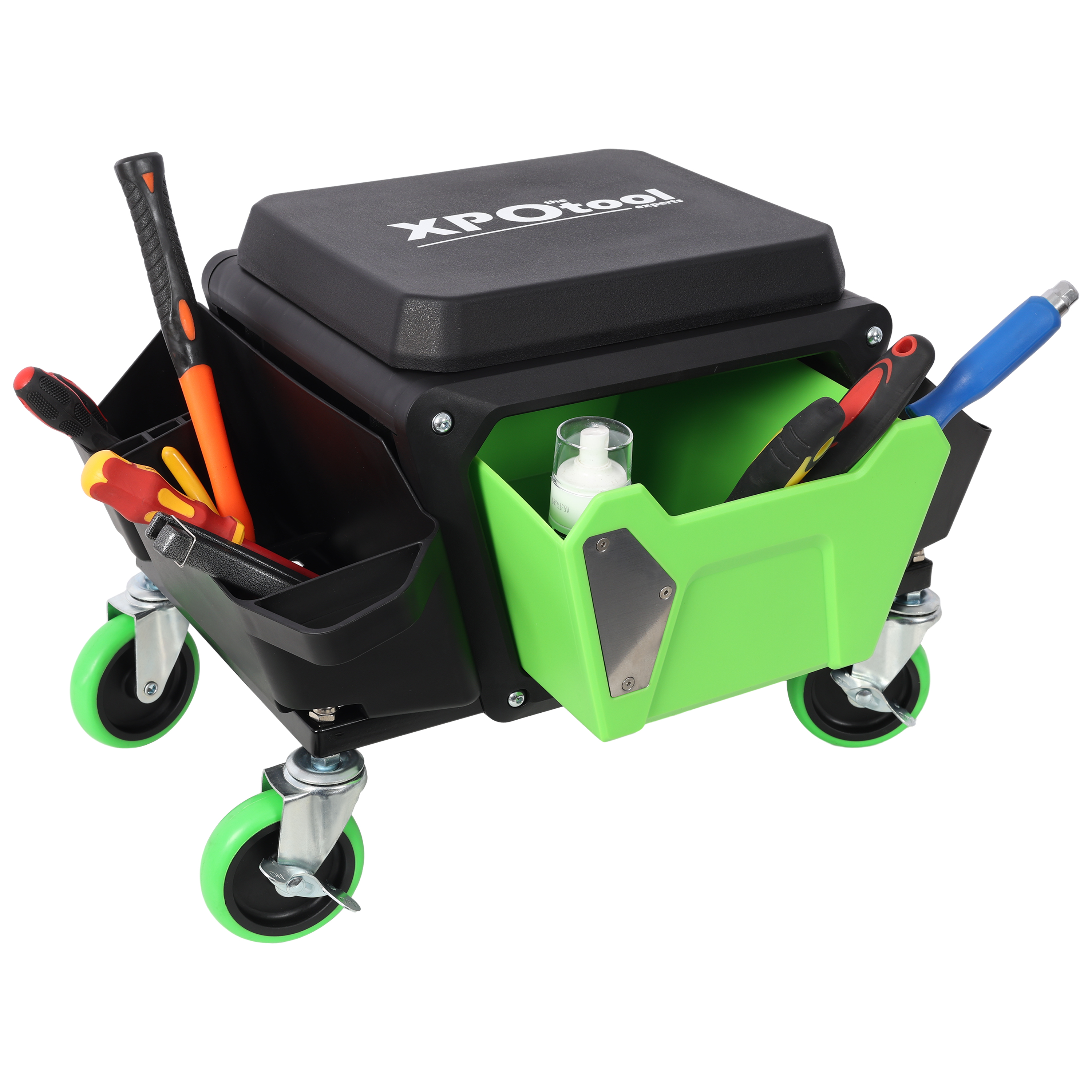 Heavy Duty Mechanic Stool with 330lbs Load Capability, Garage Stool with Wheels view 1