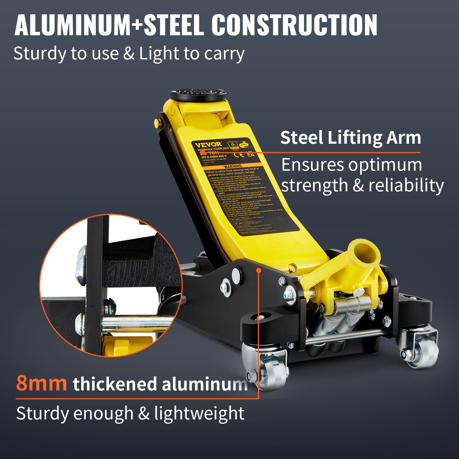 3 Ton Low Profile Aluminum Steel Racing Floor Jack Dual Pump Lift Car Auto view 5