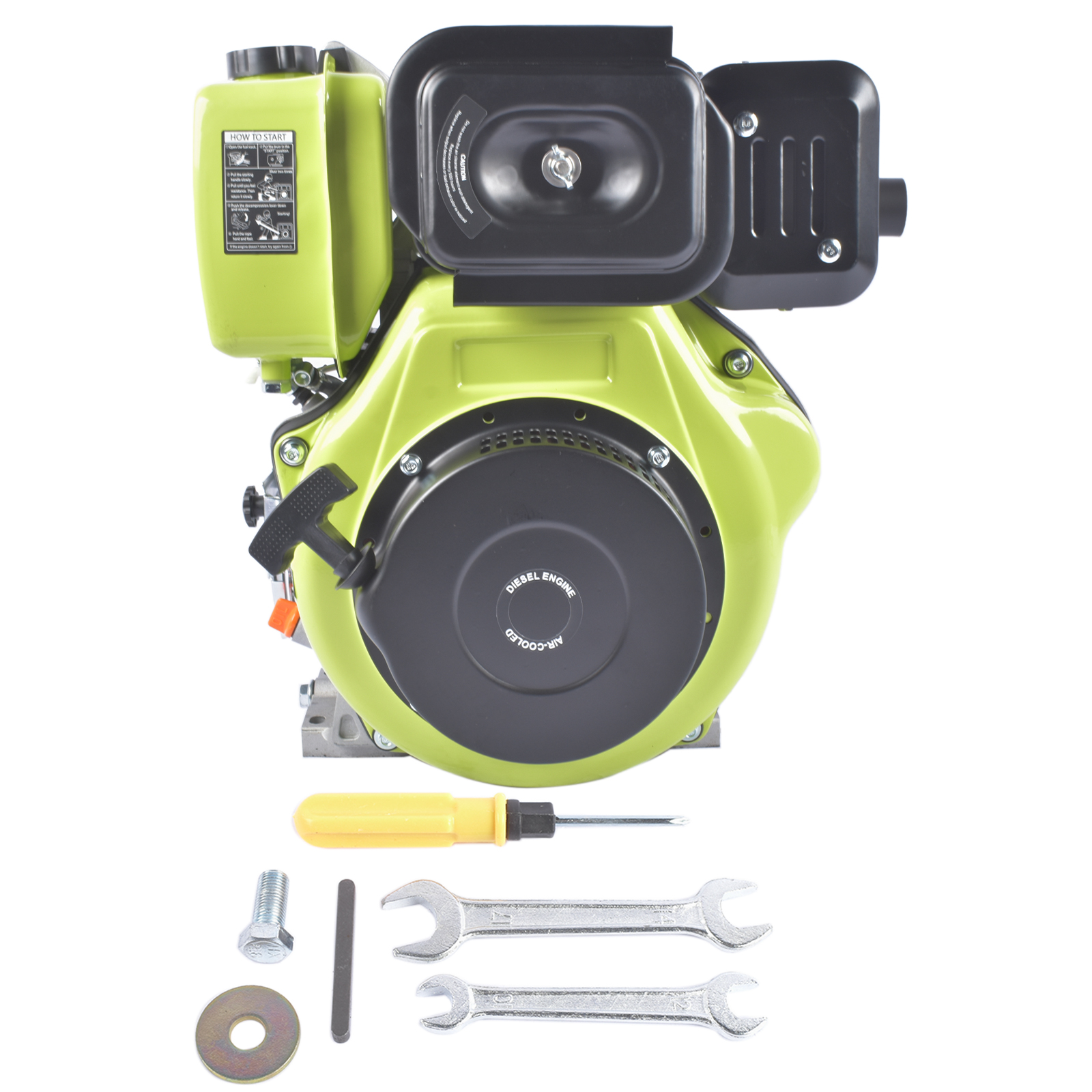 10HP 4Stroke Single-Cylinder Diesel Engine 418CC 6300W Recoil 3600RPM Air Cooled (Green) view 3
